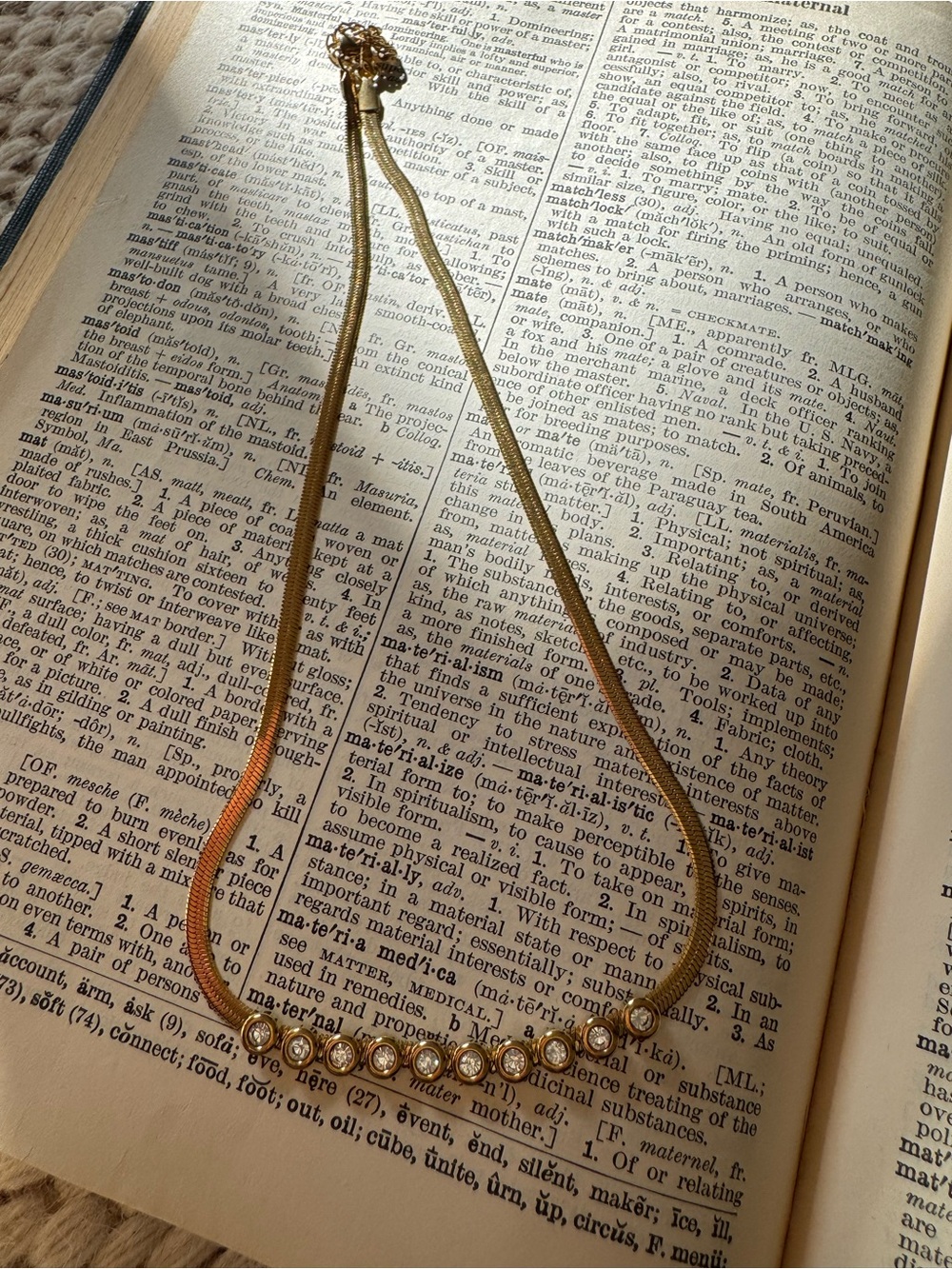 Gold Women's Necklace with Rhinestone Accents